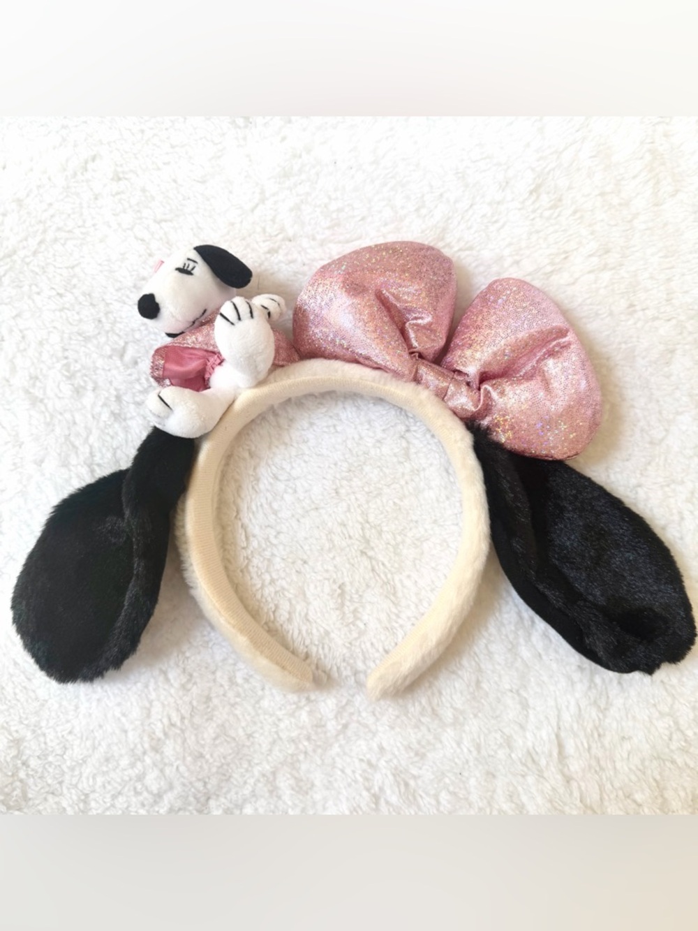Universal Studios Japan Snoopy Headband Pink Ribon USJ Belle Ears Plush